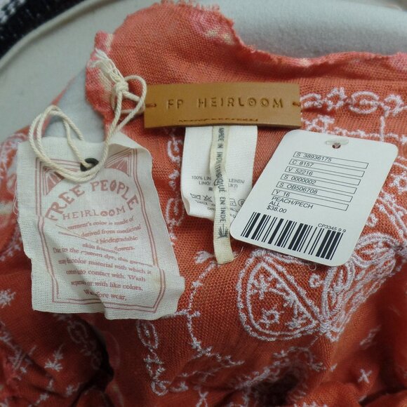 Free People Scarf OR Neck Kerchief Heirloom Embroidered Bandana NWT & FP BAG - Picture 5 of 10